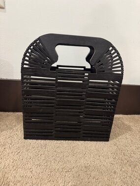 Black Wooden Slatted Handbag